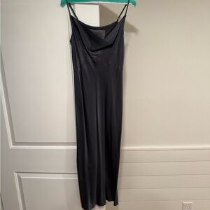 Anthropologie slate blue Elyse slip dress (midi)